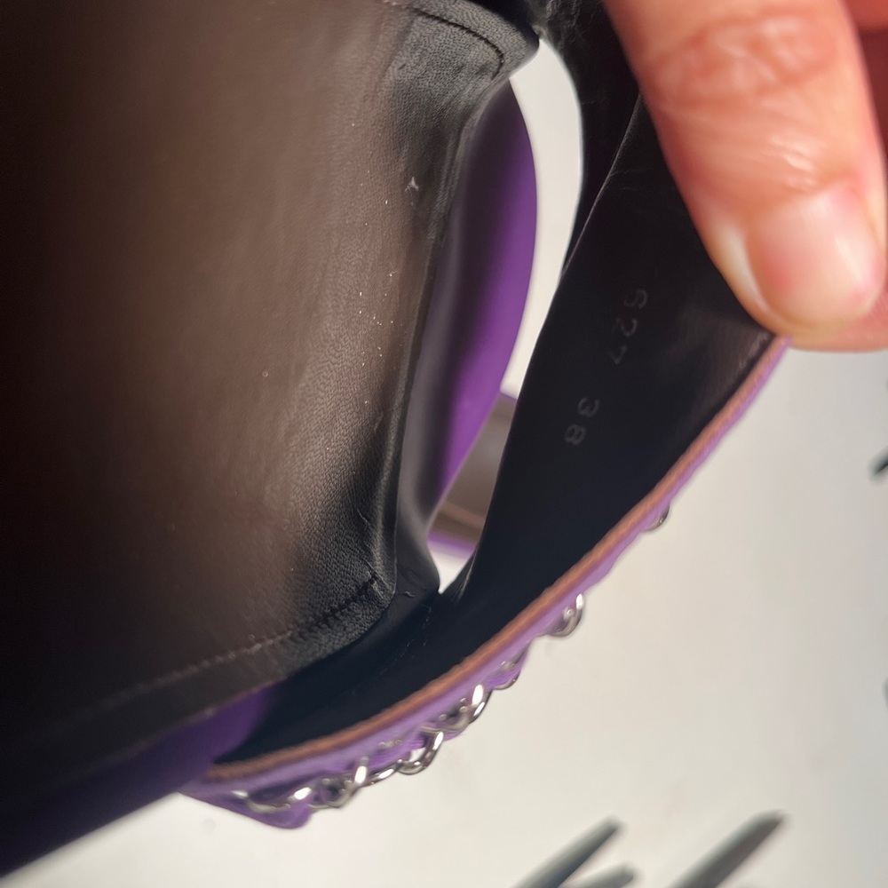 CHANEL Purple Chain Embellished Sandals - Picture 10 of 10